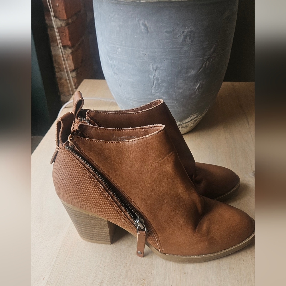 Women's Brown 2 inch Block Heel Ankle Boots - Classic Casual Style